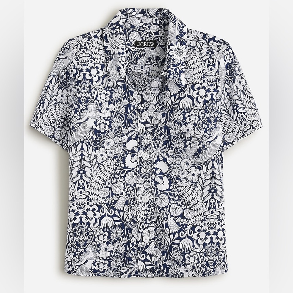 J.Crew Gamine cotton poplin shirt in mermaid floral size 10